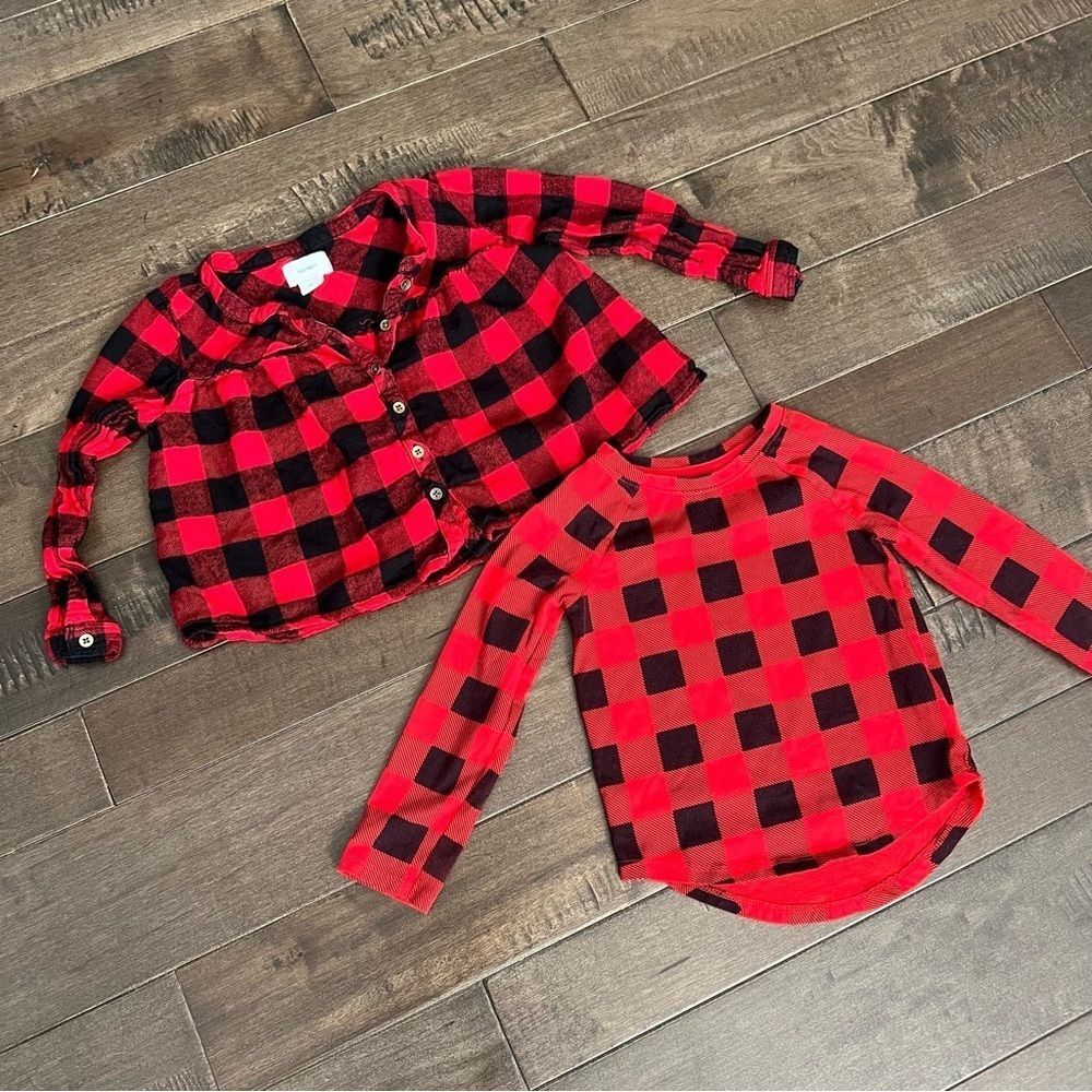 Old Navy + Cat & Jack Holiday Christmas Tops Shirt Bundle Lot 4T Buffalo Plaid - Picture 4 of 11